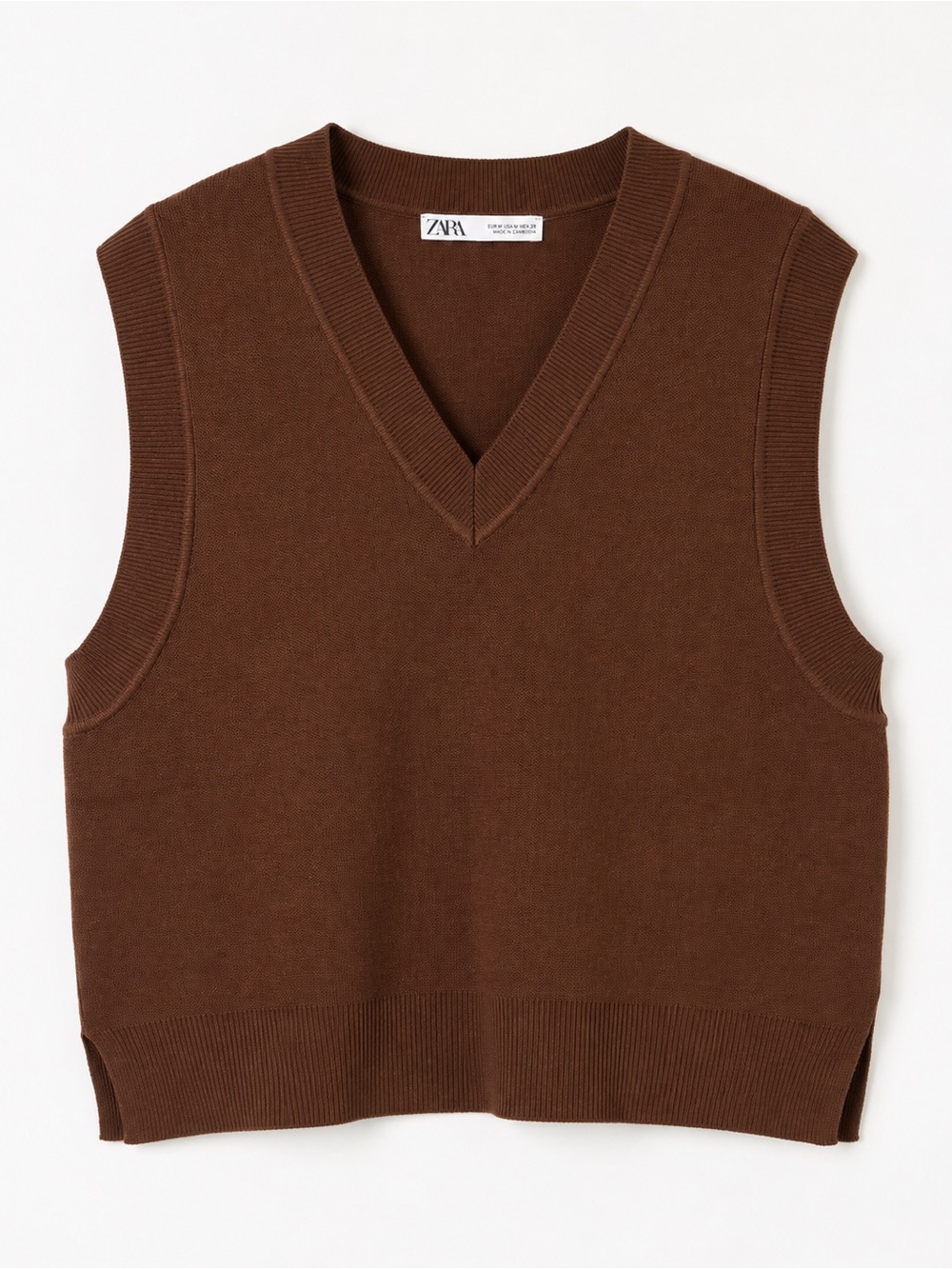 ZARA Brown V-Neck Knit Vest